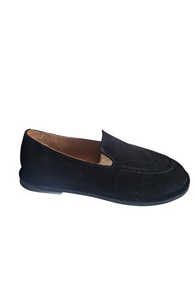 a ayak&kabım official Γνήσιο Δερμάτινο Μαύρο Suede Γυναικεία Loafer Casual Cl...