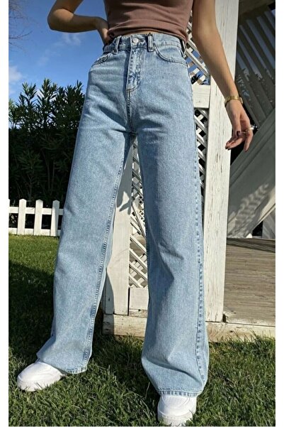 ON KLEEM Karyıkama Bol Paça Yüksek Bel Jean Pantolon Bol Paça