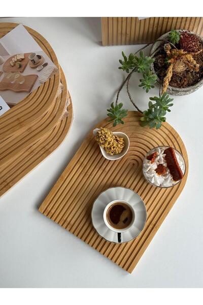 mirene ateiler Gökkuşağı Model Bambu Sunumluk Tepsi