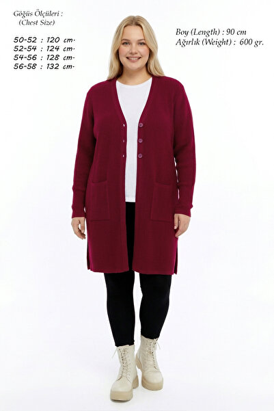 Laden Women's Knitwear Transitional Corded Fabric Large Size Stretch Fabric Long Mother Cardigan