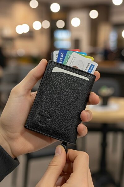 Catwins محفظة حامل بطاقات ميكانيكية سوداء