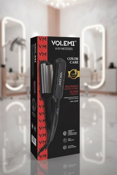 VOLEMİ فوليما ®   مكواة تصفيف الشعر الاحترافية V-0114 للعناية بالألوان، 5 ألو...