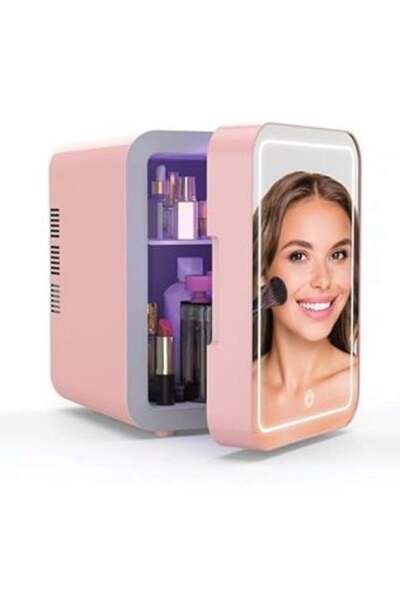 NO NAME Mini Frigider cu Oglinda & LED pentru Cosmetice 23.5x14x13cm - 4L