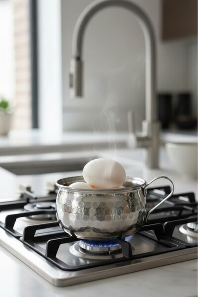 Tiesa Home وعاء طهي البيض من الألومنيوم بنمط مميز يسع 7-8 بيضات