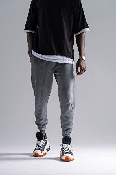 FıttingRoom Gray Jogger Pants with Elastic Waistband
