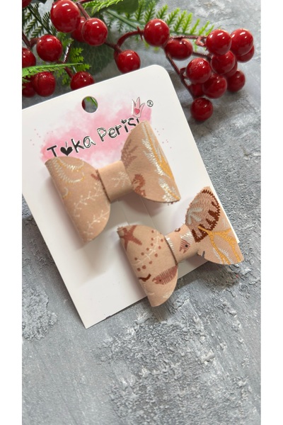 Toka Perisi Cataramă metalică cu model pudrat din piele Luna Bow, 2 bucăți