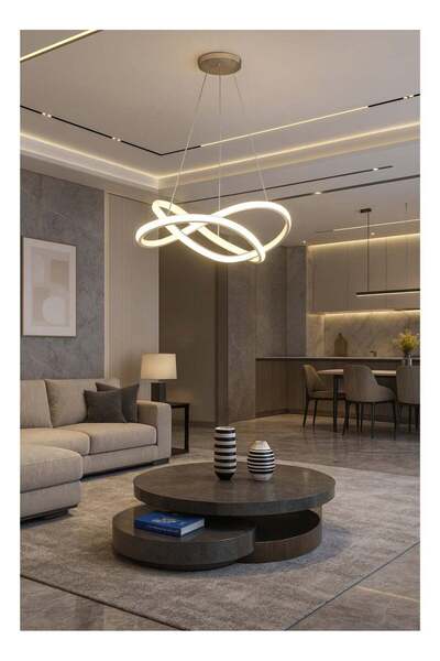 qwell ثريا معلقة حديثة بيضاء اللون مزودة بإضاءة LED