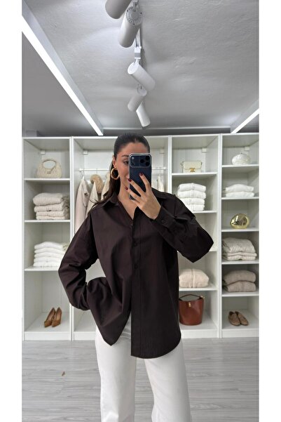 LUUNA STORE Astre Oversized Poplin Shirt - Brown