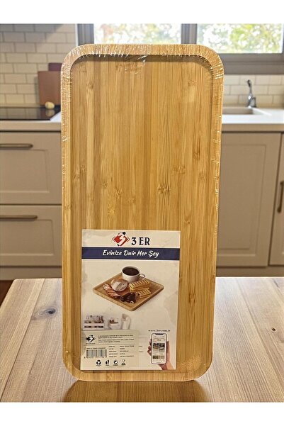 Ahşap 2 Bamboo Rectangular Presentation Plates 35*13 cm