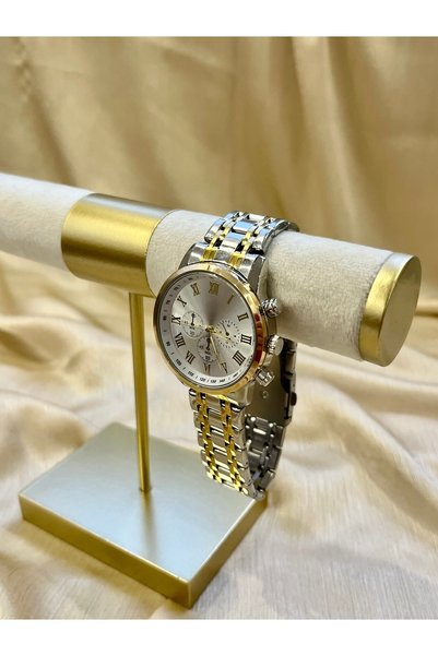 D&Z ACCESSORİES Luxury Double Color (Gold & Silver) Classic Men's Wristwatch |   Steel Case Gold Framed Watch