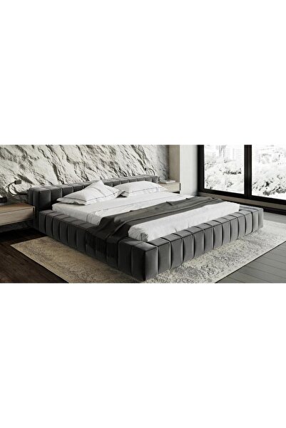 Abdo1996 Bahar Velvet Bed - Gray