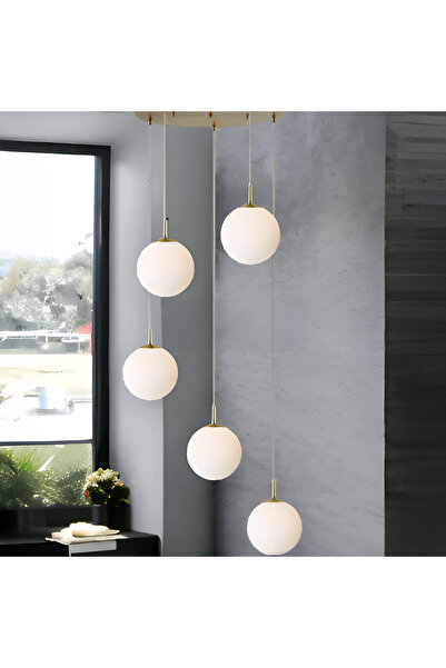 Alista Home Candelabru pandantiv, 5 globuri E27, auriu, înălțime reglabilă