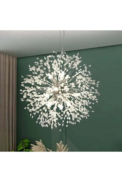 Alista Home Schönbrunn Crystal Chandelier, 12 x G9, 60 cm Diameter, Glossy Silver, Adjustable Height