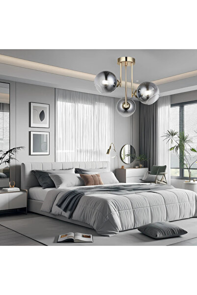 Alista Home Candelabru modern MODUS cu becuri, 3 x E27, gri închis și auriu, ...