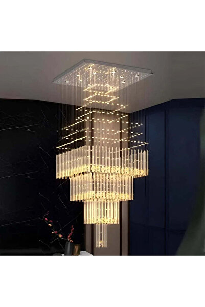 Alista Home Crystal LED Chandelier 80 W FLORENTIA Gold, Diameter 50 cm, Height 200 cm, Stair Model