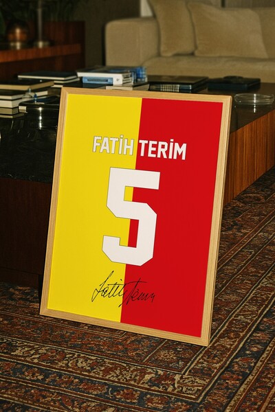 Base Concept Fatih Terim 5 Sarı Kırmızı İmzalı Forma Poster Tablo (Çerçeveli)