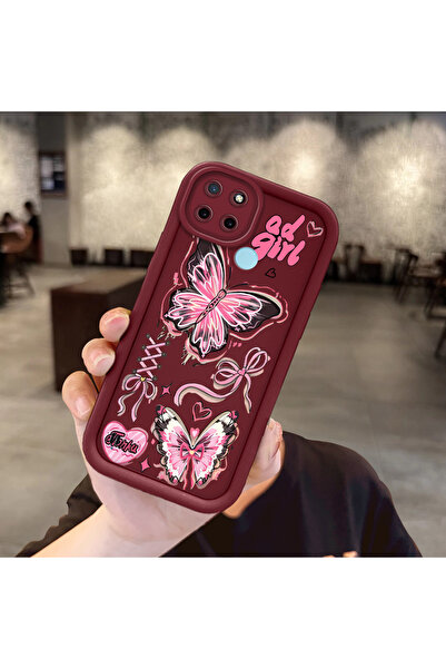 Hontinga حافظة ملونة بسيطة من مادة السيليكون المتوافقة مع Realme C21Y/C25Y مض...