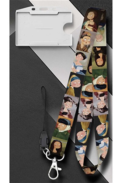 chic crazze حامل بطاقات بحزام رقبة منقوش بتصميم فني