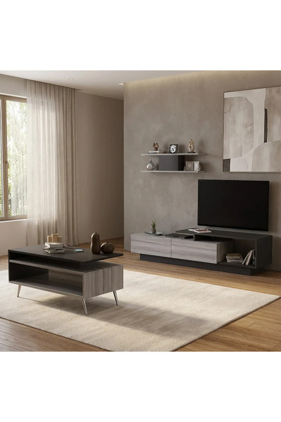 Stylish Home White and gray TV stand set - SH01