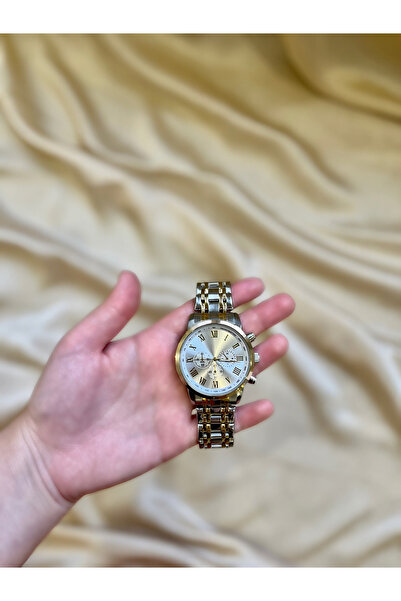 D&Z ACCESSORİES Lüks Çift Renkli (Gold & Silver) Klasik Erkek Kol Saati | Çel...