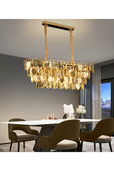 Alista Home VENARIA Crystal Chandelier 12 x E14, Length 80 cm, Glossy Gold, A...