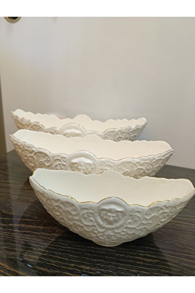 taghdis Luxury Embossed Medusa Style Decorative Serving Bowl Set (3 Pieces)