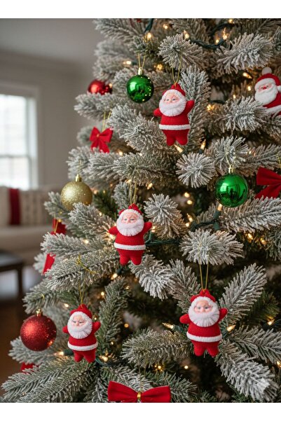 Duru Dijital Yılbaşı Ağacı Süsü Noel Baba Figürlü 6'lı Mini Dekorasyon Seti