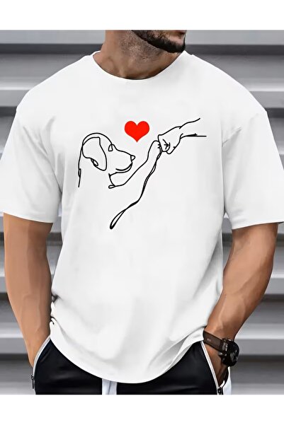 LELVANİ تيشيرت للجنسين بنقشة قلب ونقشة كلب