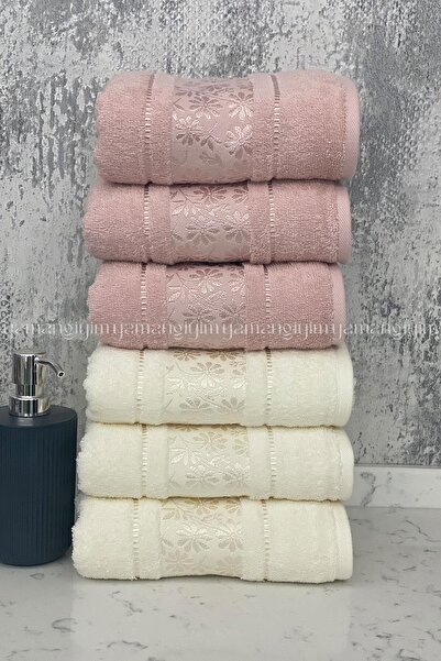 Özdilek Blossom El-Yüz Havlusu 6 Adet-Pembe-Krem