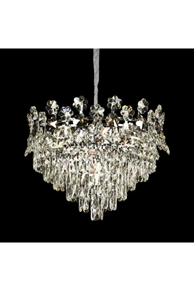 Alista Home Candelabru de cristal CC 6705/500 CR 9 x E14, diametru 49 cm, înălțime reglabilă, crom