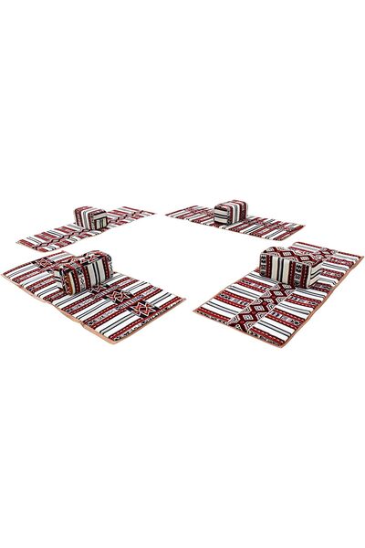 Biki حصيرة تخييم تركية من القماش مع مسند للذراعين، 2 متر × 80 سم - طقم جلوس أرضي من 8 قطع (اللون 1) للمنزل