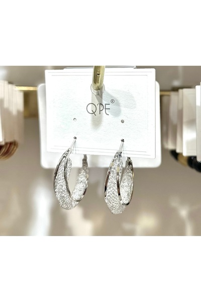 GLOW ACCESSORIES BAE 925 Ayar Parıltılı Özel Seri Bombeli Örme File Halka Küpe