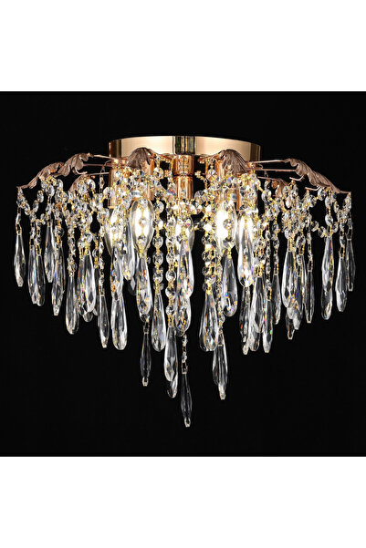 Alista Home Candelabru Cristal CC 9221/5 FGD, 5 x E14, Diametru 48 cm, Auriu Lucios