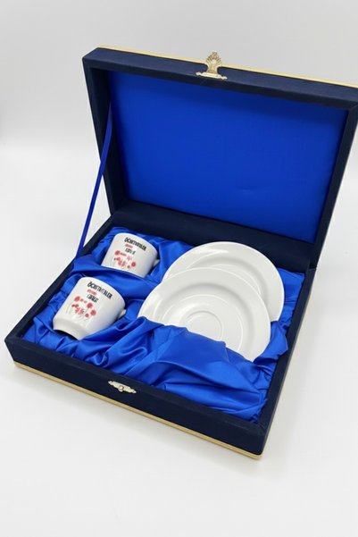 evcime Teachers' Day Special Series: Turkish Coffee Cup Set for 2 People with Velvet Box