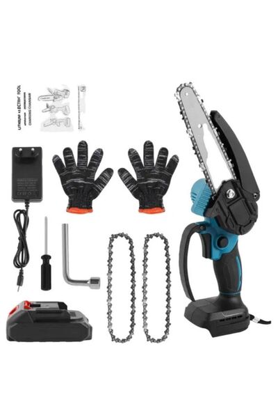 OEM 4 inch saw, 2 24v batteries, 1 blade, 2 chains, chainsaw, cutting device