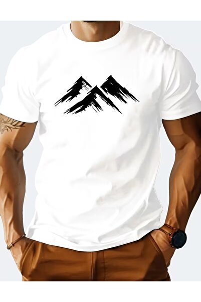 LELVANİ تي شيرت ذو مطبوع نمطًا على شكل قمة جبل مغطاة بالثلوج