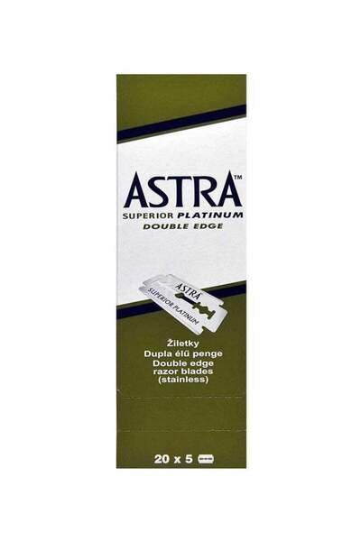 Astra 100-Piece Platinum Double Edge Shaving Razor Blade Silver