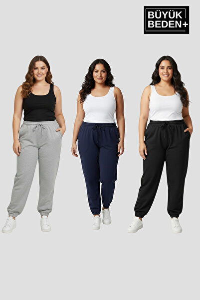 Superlife Women's Plus Size Triple Jogger Elasticated Leg Slim Sweatpants Set Spr26Bea951+3