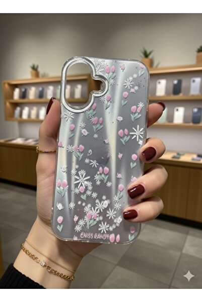 OVADA iPhone 17 Uyumlu Kamera Koruma Çıkıntılı Işıltılı Baskılı Premium Silik...