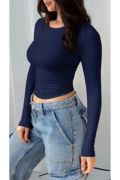 MODAMİNEM Stil elegant pentru femei, albastru marin tricou