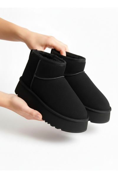 Lesia Kadın Kahve Kalın Taban İçi Kürklü Süet Bot