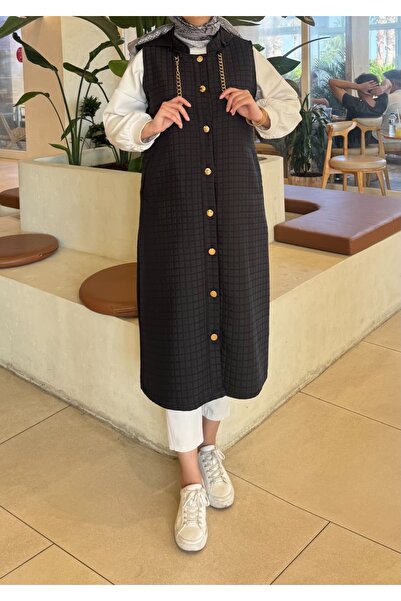 nacar çarşı Vestă matlasată lungă, cu nasturi, pentru femei, stil hijab