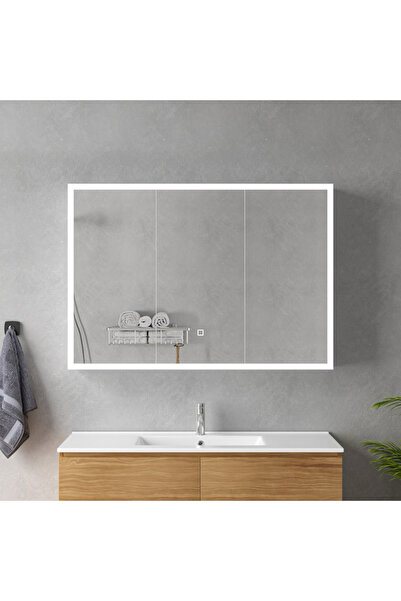 Alista Home Oglindă MODA LED cu dulap 100 x 70 cm Albă – Iluminare perimetrală și senzor tactil