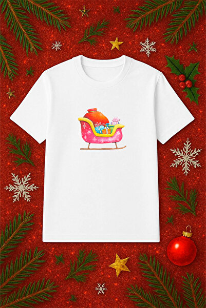 SVART WEAR تي شيرت قصة فضفاضة بطابع السنة الجديدة تي شيرت عيد الميلاد