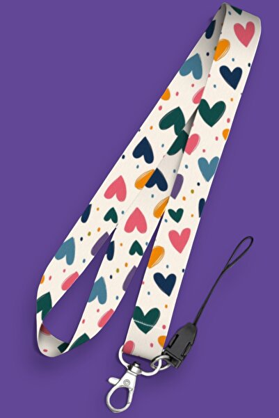 MİLLENEX Sevimli Kalp Desen Telefon Askı Yaka Kartı Boyun Askısı Askı İpi Boy...