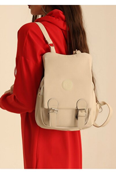 MioArt Double Compartment Covered Crinkle Fabric Women's Backpack Gray