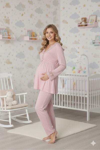 LOHOUSE Women's Lace Maternity Pajama Set