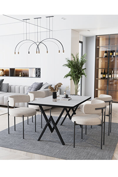 ah assel home Teddy Sandalye 80x120 Yemek Masası Mutfak Masası 4 Kişilik Masa...