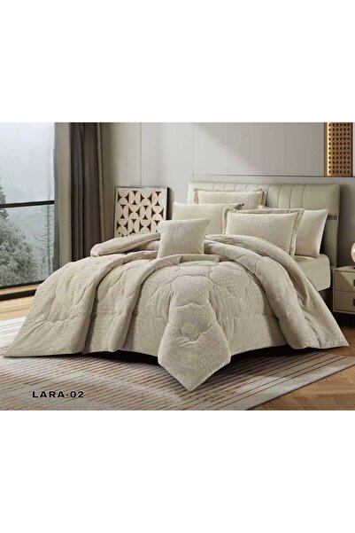 LUXURY Lara double bedspread made of velvet and soft fur with a modern design, 230x250