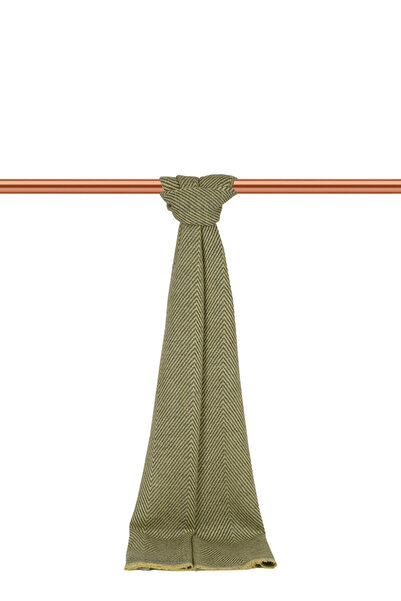 Bursa İpek Kaşkol din lână îngustă, cu model, afumat galben